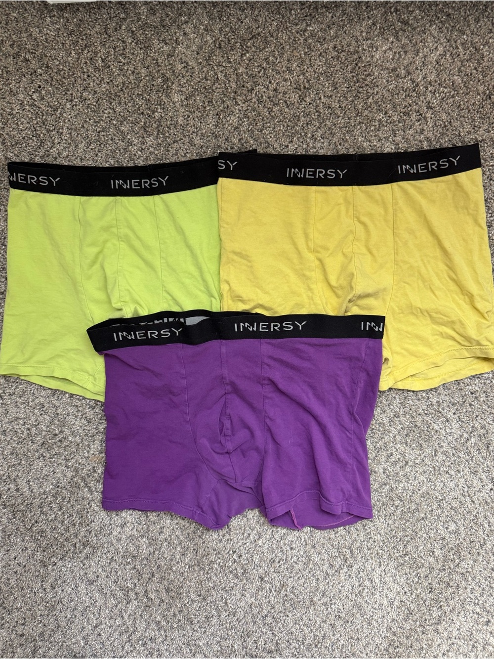 Men's Cotton Stretch Boxer Briefs Bundle - Yellow, Lime, Purple (3-Pack)
